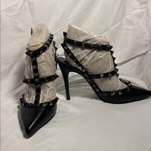 Kaitlyn Black Studded Pointed Heels